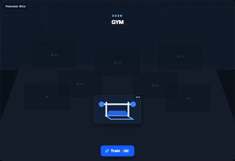 Idle Gym Empire's playable browser game with gym equipment and upgrades